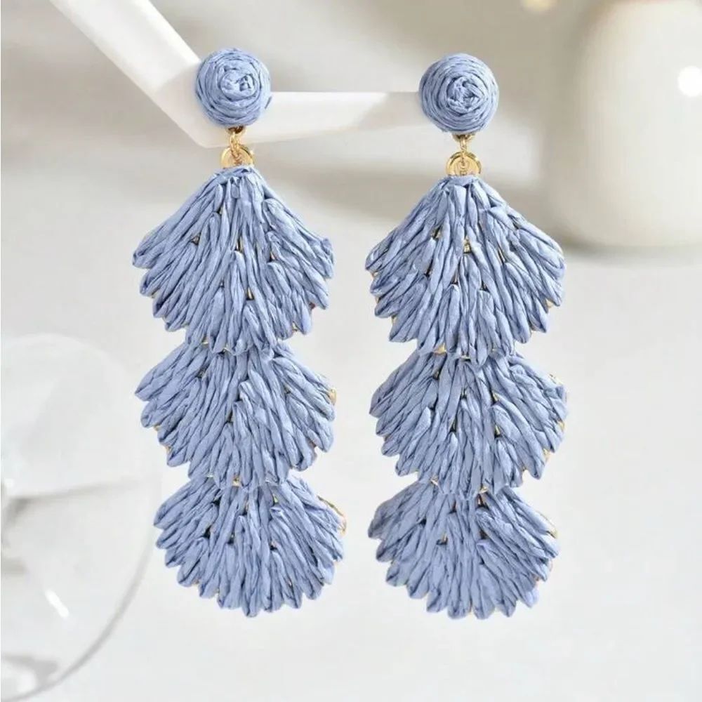 Blue Tassel Earrings S1292